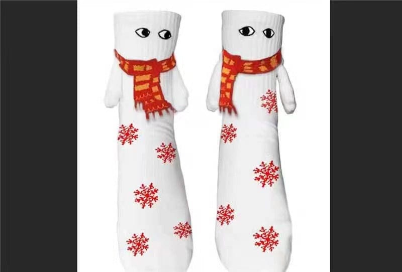 Couple poignée magnétique chaussettes à main mignonnes noël