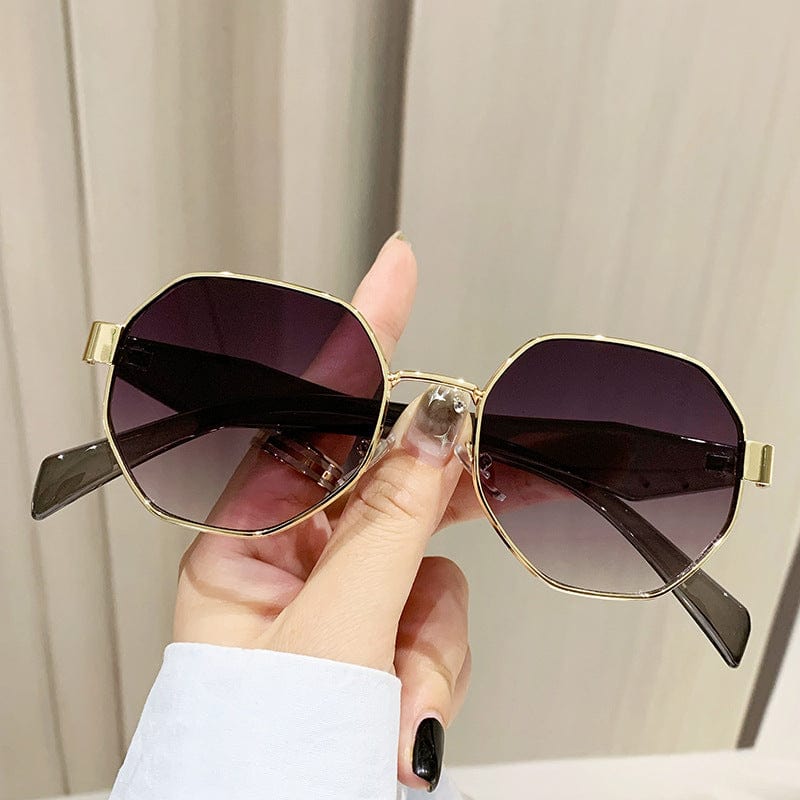 Modern Square Polygon Metal Sunglasses