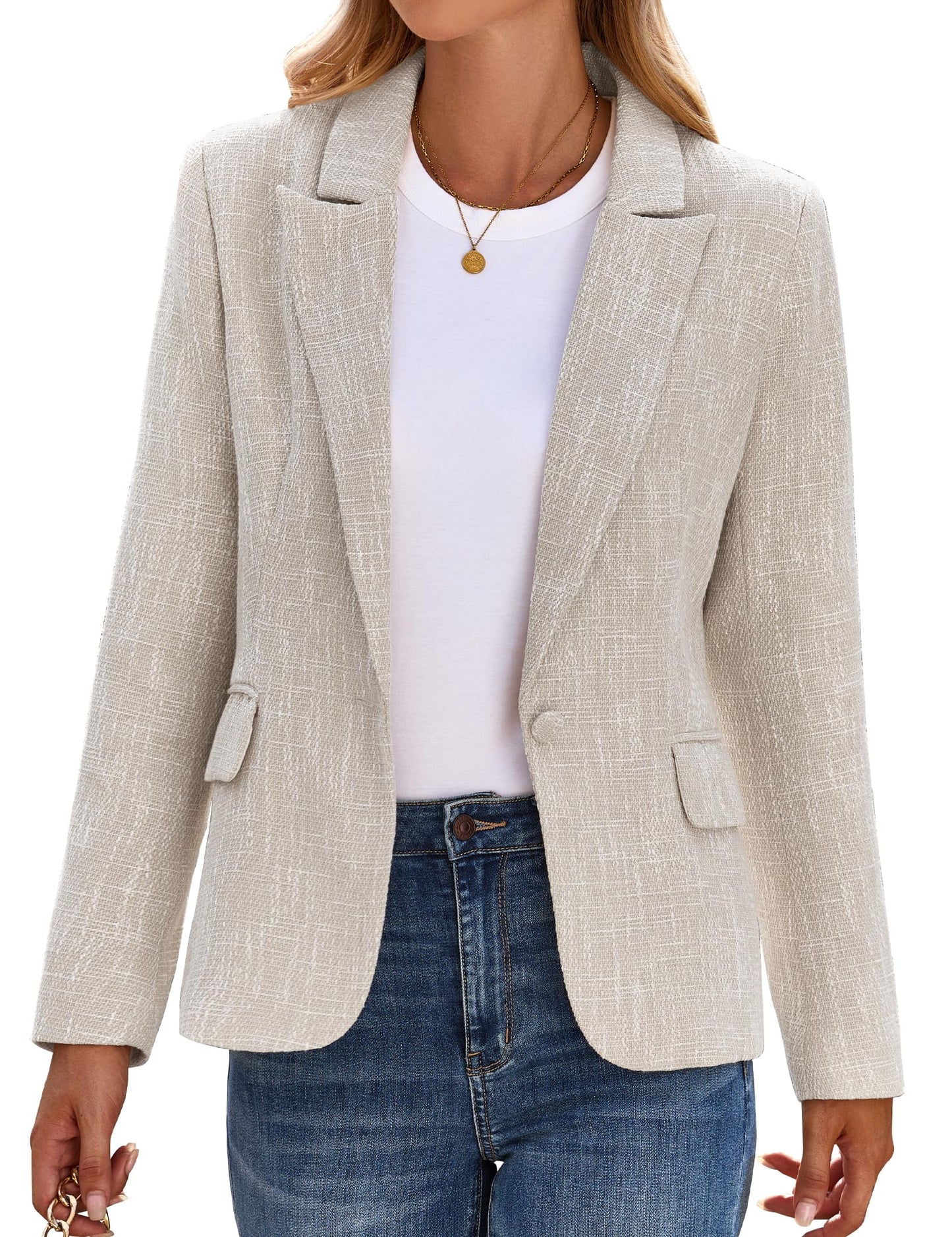 luvamia Tweed Blazers para mujer de negocios casual elegante chaqueta trajes de trabajo oficina profesional trajes de manga larga