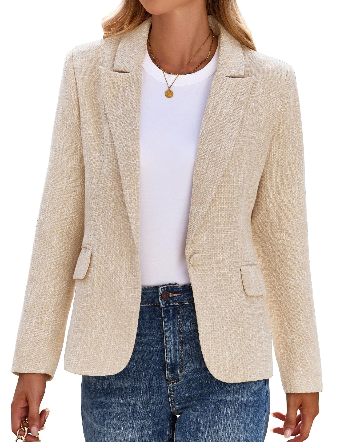 luvamia Tweed Blazers para mujer de negocios casual elegante chaqueta trajes de trabajo oficina profesional trajes de manga larga