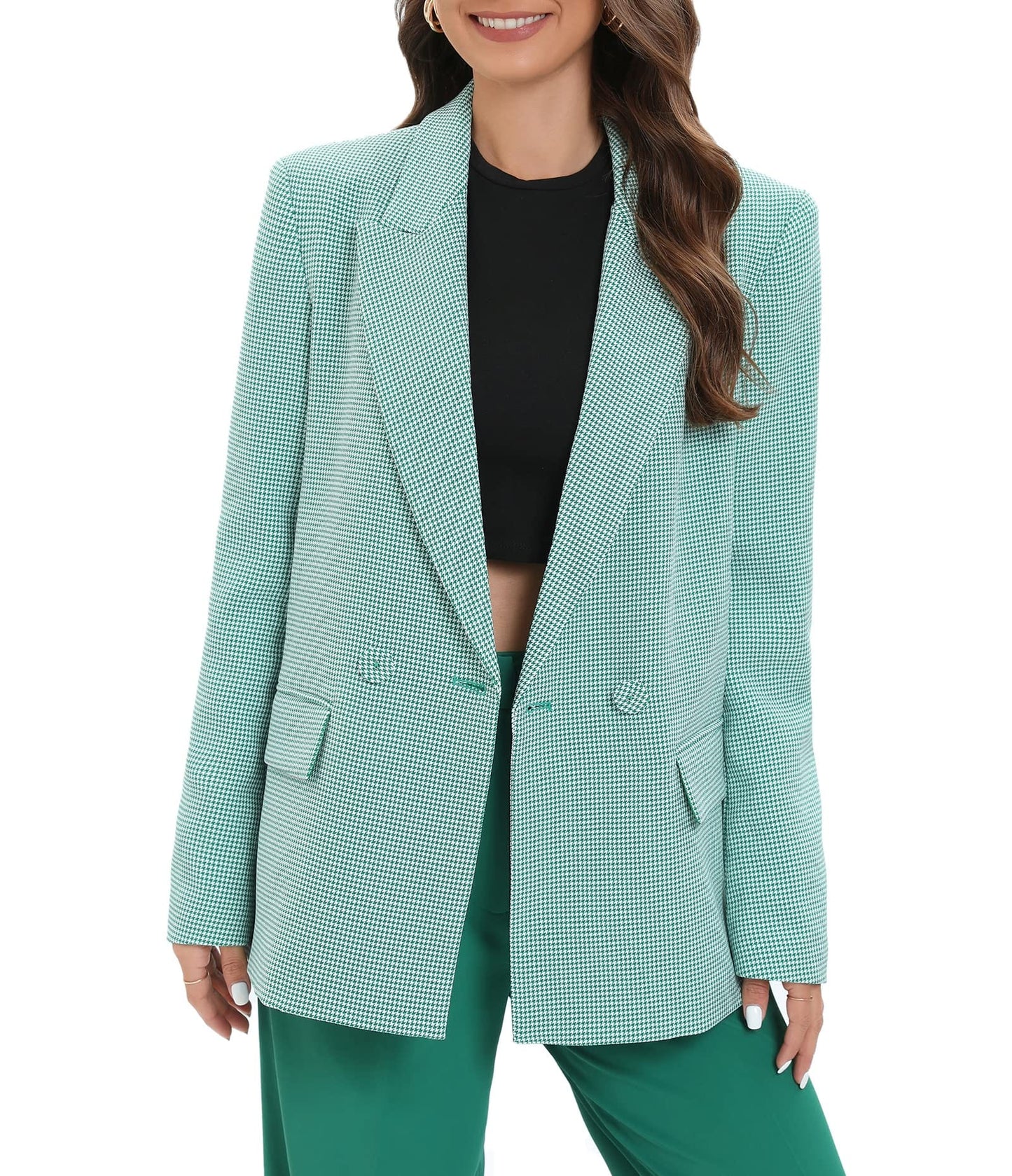 Chaqueta de traje de gran tamaño con doble botonadura para mujer, chaqueta de manga larga, informal, estilo novio, chaqueta de trabajo para oficina con bolsillos