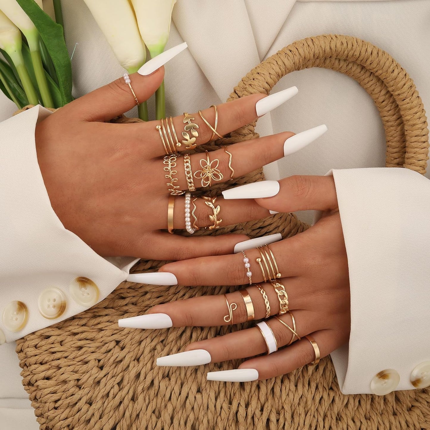 ÌF ME 24 Pcs Gold Vintage Knuckle Rings Set for Women Girls, Boho Dainty Stackable Midi Finger Rings, Snake Butterfly Signet Fashion Ring Pack Jewelry Gifts. Xpress