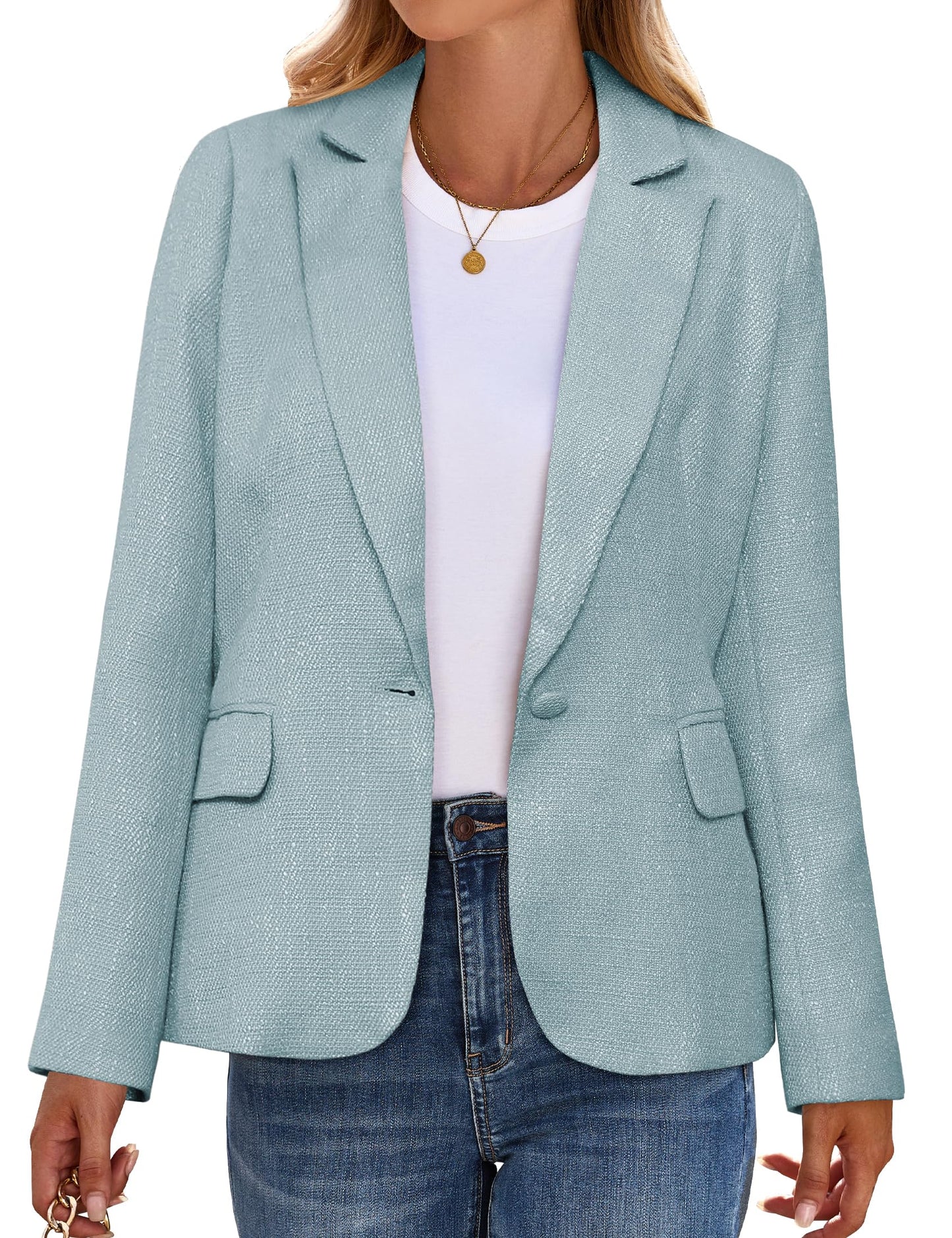 luvamia Tweed Blazers para mujer de negocios casual elegante chaqueta trajes de trabajo oficina profesional trajes de manga larga