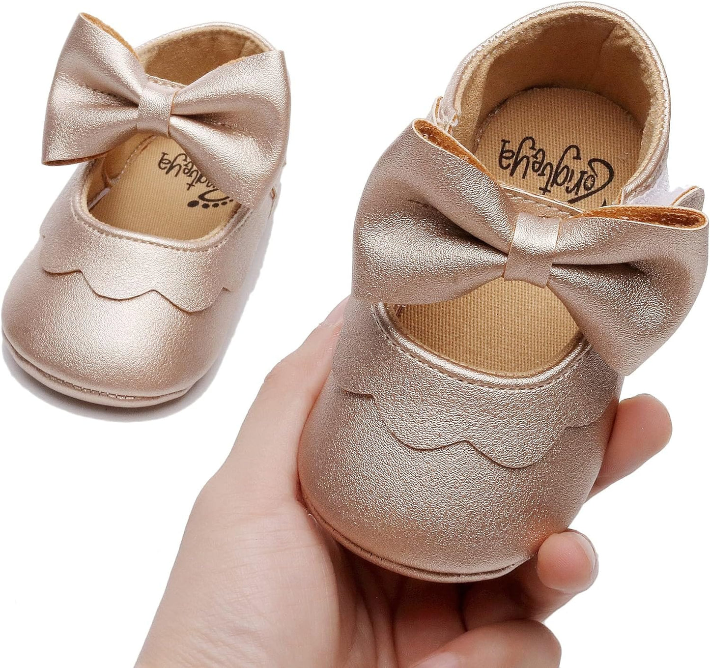 HONGTEYA Infant Baby Girls Mary Jane Flats Non Slip for Toddler First Walkers Soft Sole PU Leather Crib Shoes Sneaker Wedding Party Christmas Princess Dress Shoes Baby Moccasins Girls Xpress