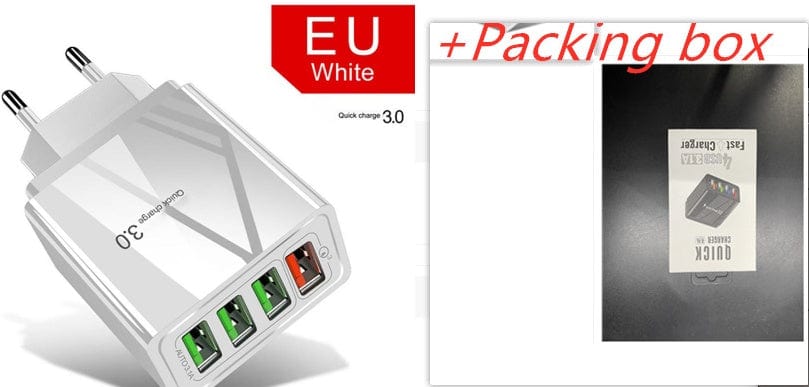 Illuminated 4USB Mobile Phone Charger 3A Charging Head.