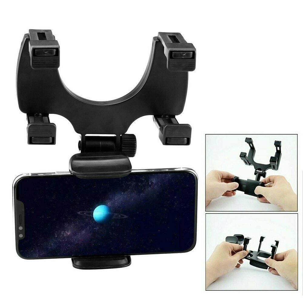 Universal Car Rear View Mirror Mount Stand GPS Cell Phone Holder 360 Rotation.