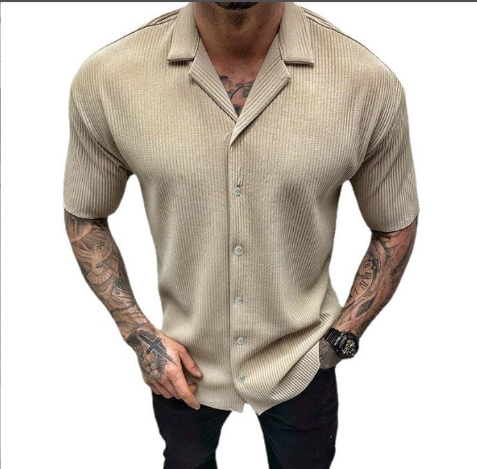 Camisa de manga corta de color sólido para hombre