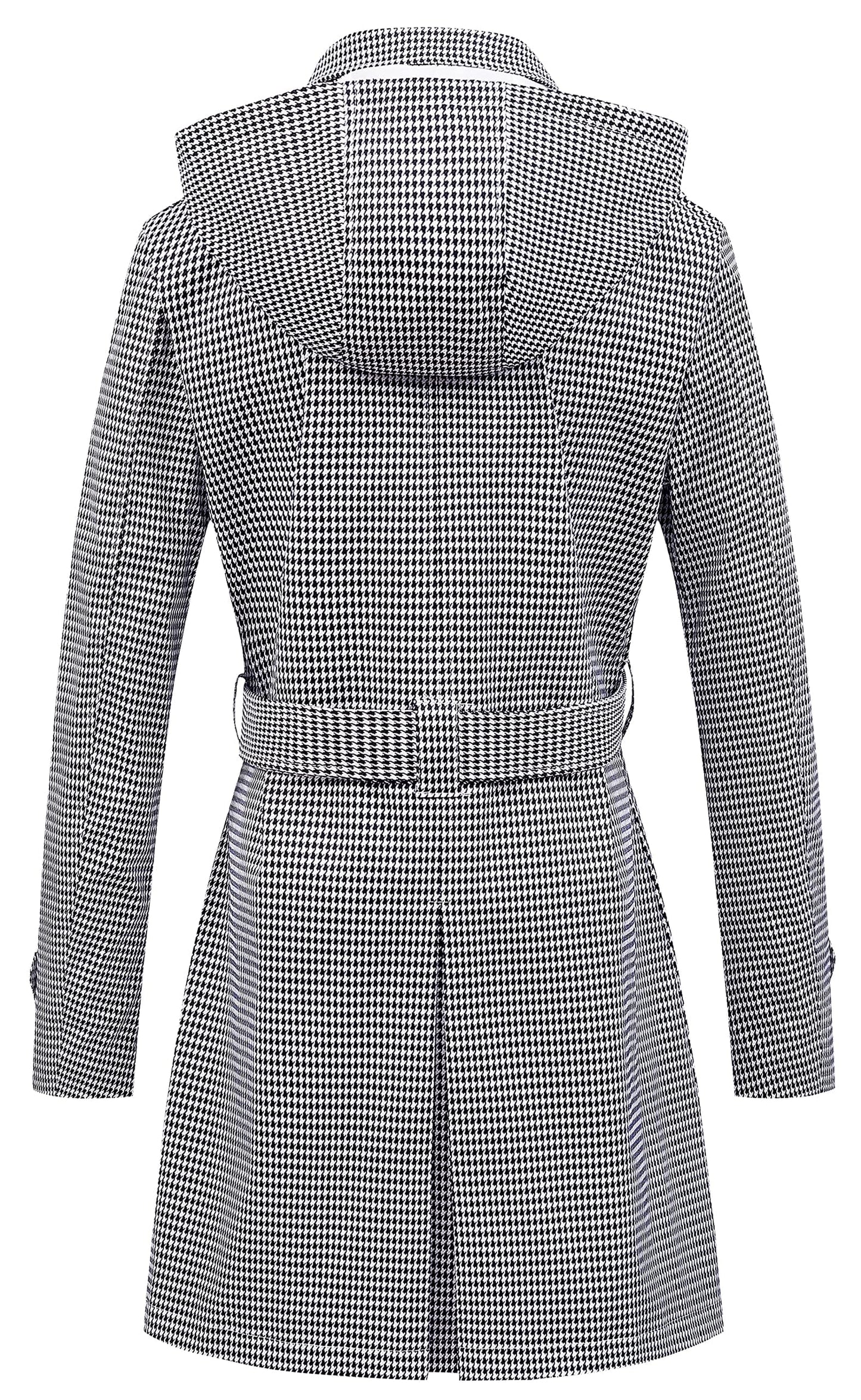 Chrisuno Trench-coat mi-long à double boutonnage pour femme avec ceinture et capuche amovible 