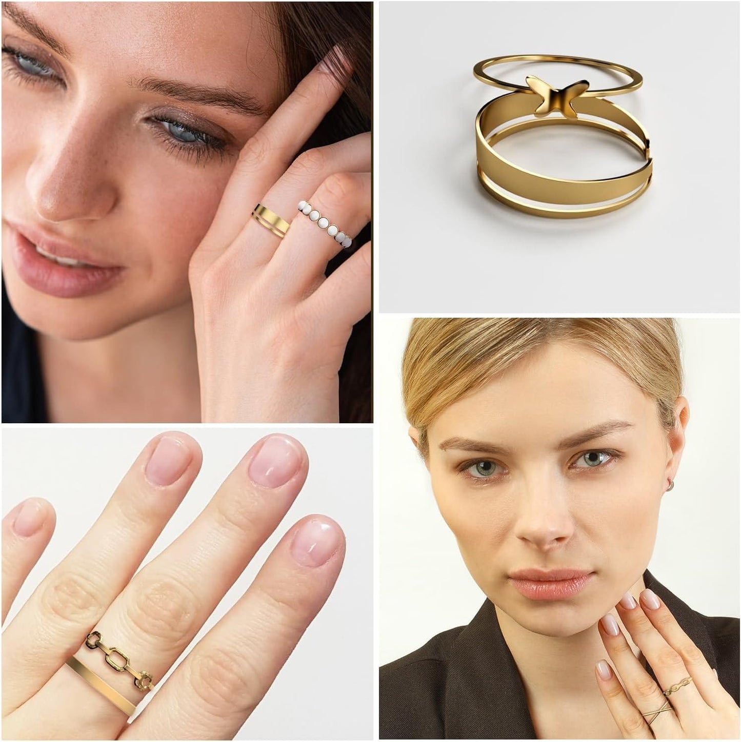 BEELIFY 10 PCS Gold Stacking Rings Set for Women Girls Knuckle Chunky Rings Boho Joint Finger Midi Rings Heart Simple Hollow Carved Stacking Rings Pack for Gift (Size Mixed) Xpress