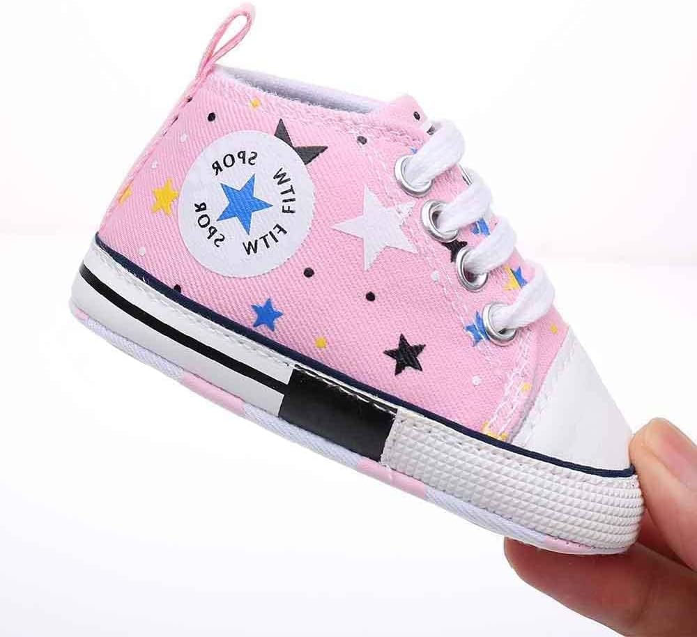 Baby Boys Girls Star High Top Sneaker Soft Anti-Slip Sole Newborn Infant First Walkers Canvas Denim Shoes Xpress