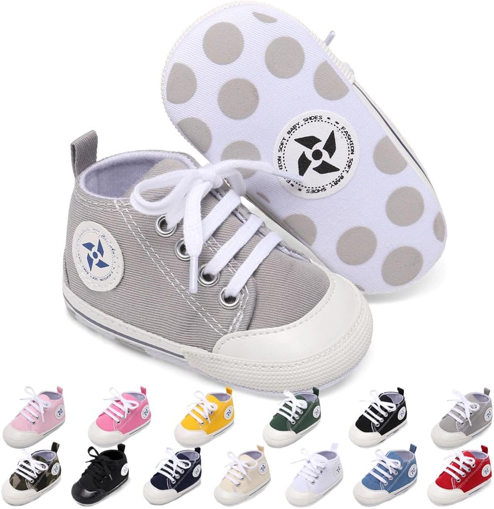 Baby Boys Girls Star High Top Sneaker Soft Anti-Slip Sole Newborn Infant First Walkers Canvas Denim Shoes Xpress