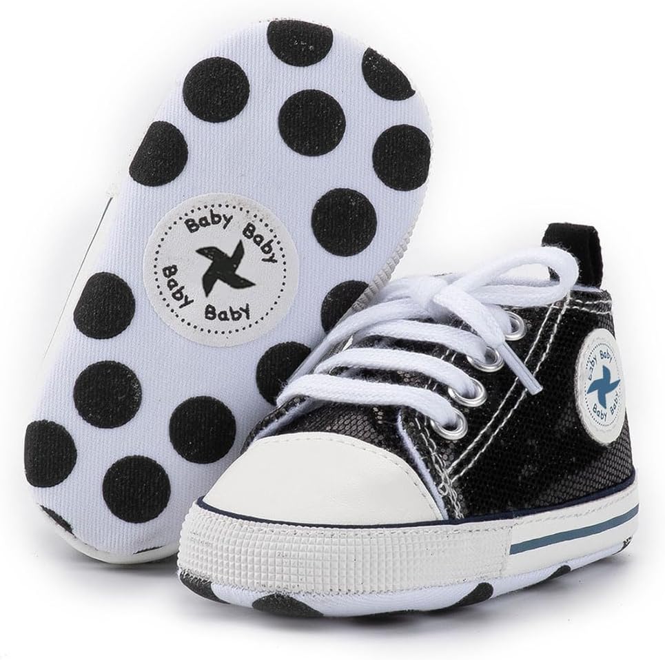 Baby Boys Girls Star High Top Sneaker Soft Anti-Slip Sole Newborn Infant First Walkers Canvas Denim Shoes Xpress