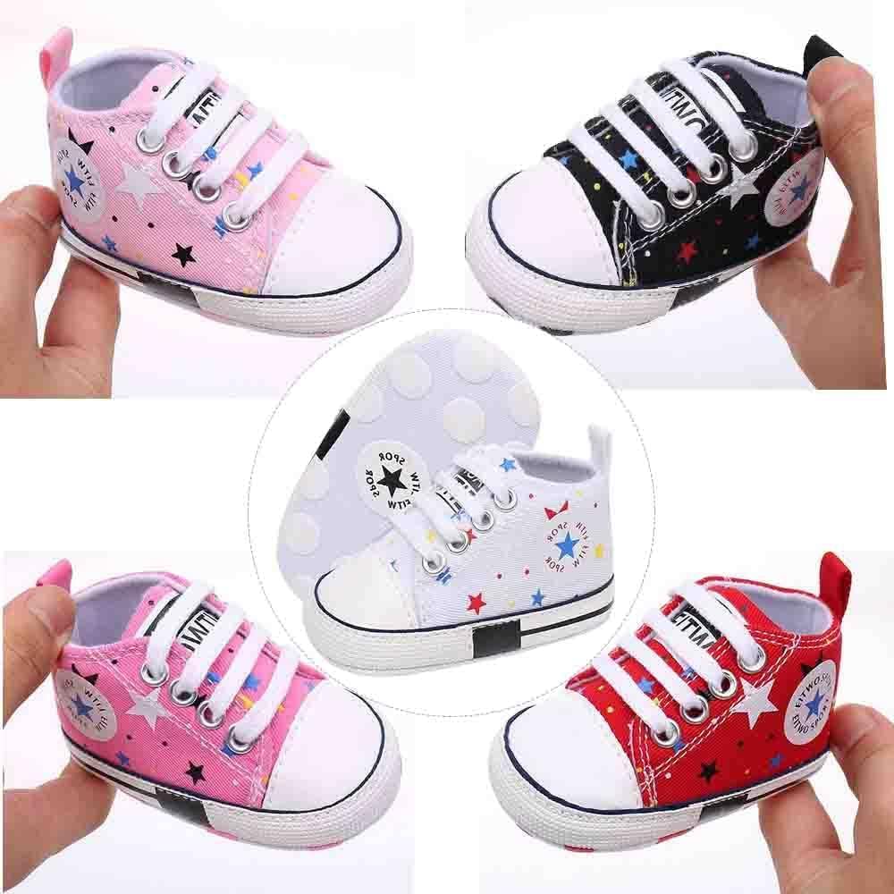 Baby Boys Girls Star High Top Sneaker Soft Anti-Slip Sole Newborn Infant First Walkers Canvas Denim Shoes Xpress