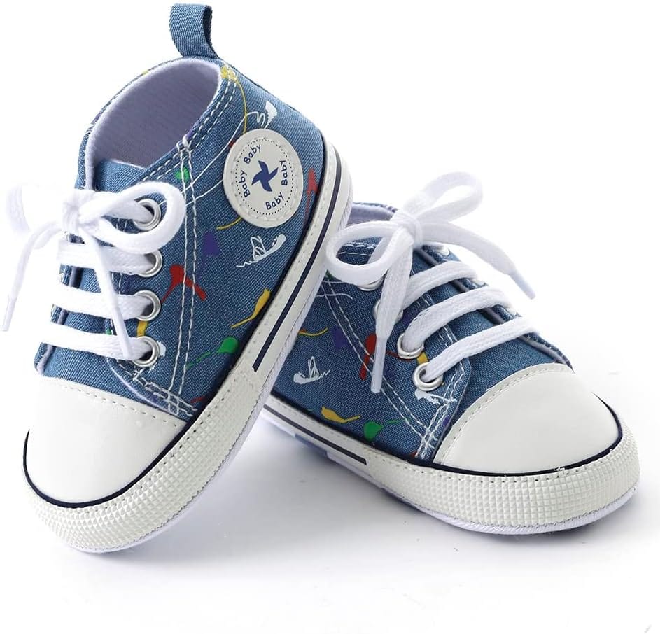 Baby Boys Girls Star High Top Sneaker Soft Anti-Slip Sole Newborn Infant First Walkers Canvas Denim Shoes Xpress