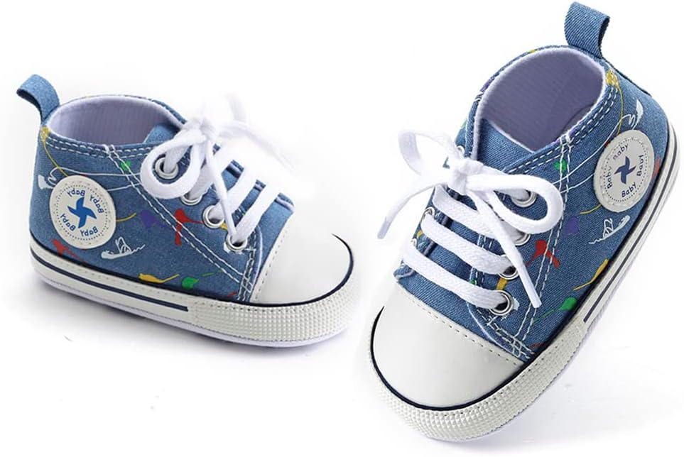 Baby Boys Girls Star High Top Sneaker Soft Anti-Slip Sole Newborn Infant First Walkers Canvas Denim Shoes Xpress