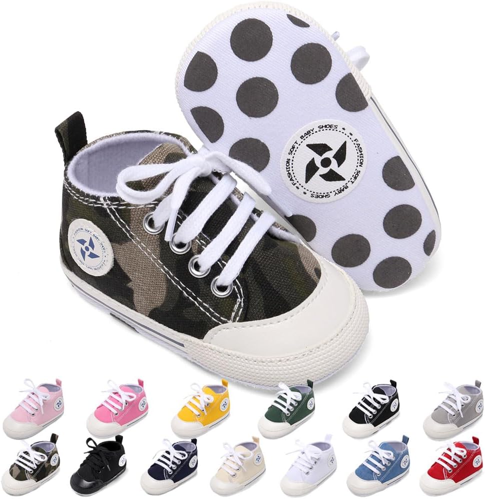 Baby Boys Girls Star High Top Sneaker Soft Anti-Slip Sole Newborn Infant First Walkers Canvas Denim Shoes Xpress