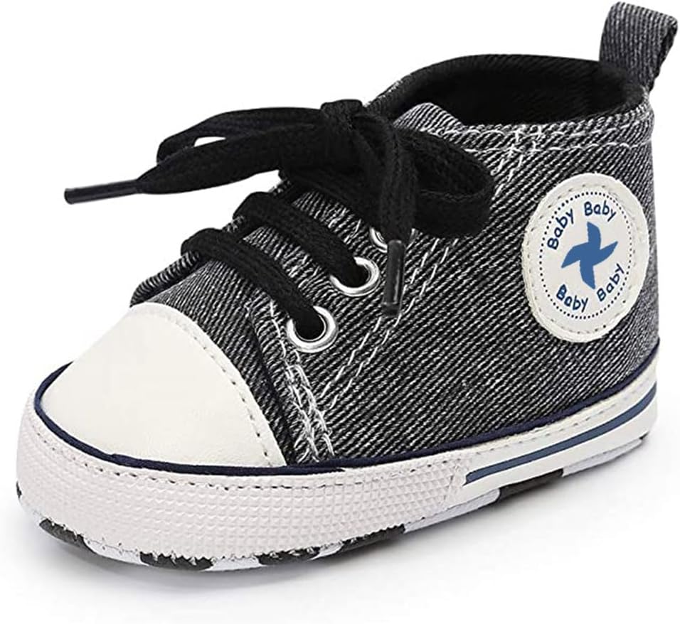 Baby Boys Girls Star High Top Sneaker Soft Anti-Slip Sole Newborn Infant First Walkers Canvas Denim Shoes Xpress