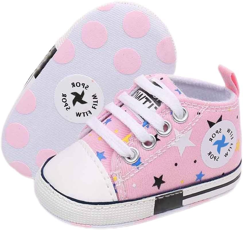 Baby Boys Girls Star High Top Sneaker Soft Anti-Slip Sole Newborn Infant First Walkers Canvas Denim Shoes Xpress