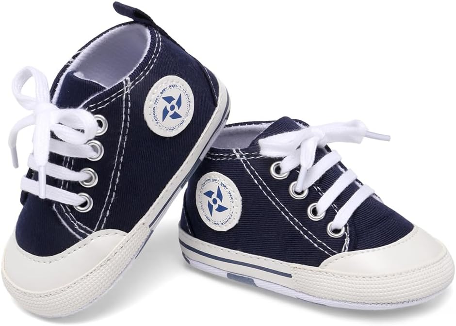 Baby Boys Girls Star High Top Sneaker Soft Anti-Slip Sole Newborn Infant First Walkers Canvas Denim Shoes Xpress