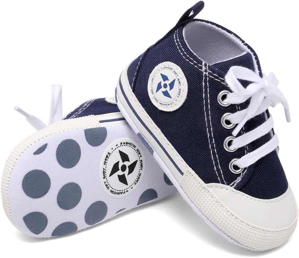 Baby Boys Girls Star High Top Sneaker Soft Anti-Slip Sole Newborn Infant First Walkers Canvas Denim Shoes Xpress