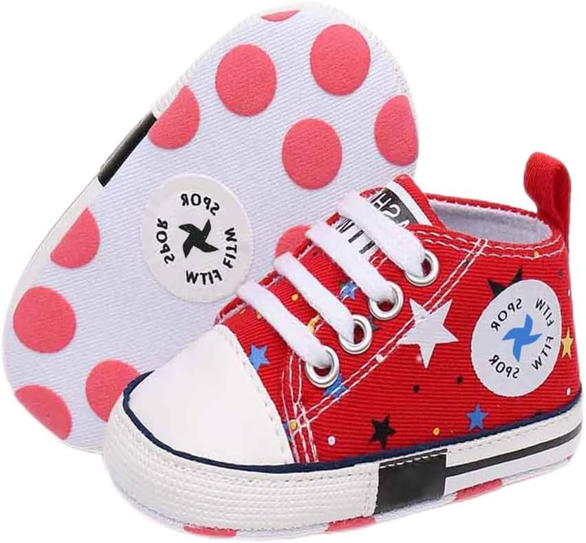 Baby Boys Girls Star High Top Sneaker Soft Anti-Slip Sole Newborn Infant First Walkers Canvas Denim Shoes Xpress