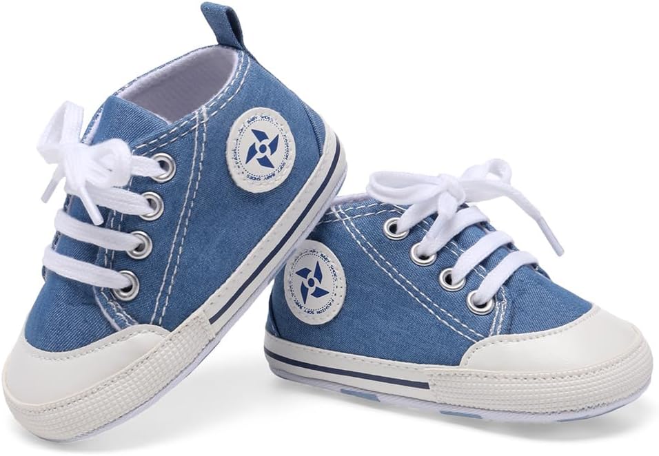 Baby Boys Girls Star High Top Sneaker Soft Anti-Slip Sole Newborn Infant First Walkers Canvas Denim Shoes Xpress