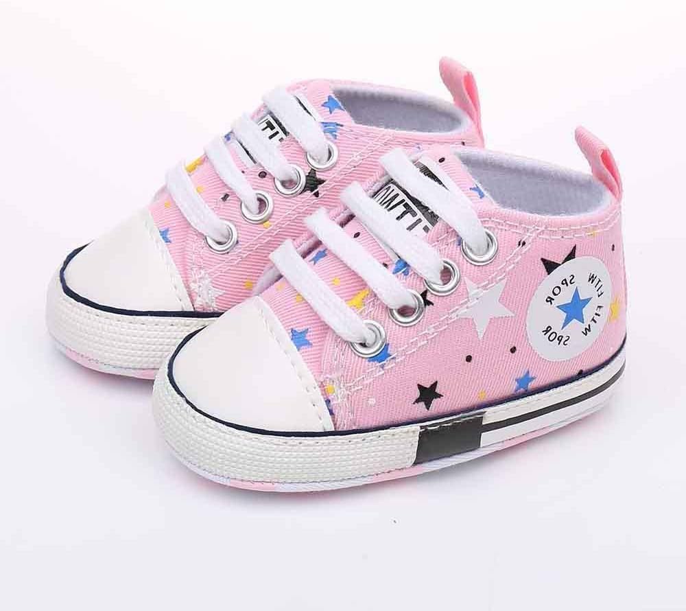 Baby Boys Girls Star High Top Sneaker Soft Anti-Slip Sole Newborn Infant First Walkers Canvas Denim Shoes Xpress