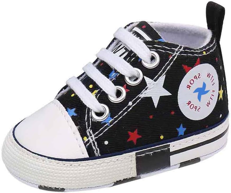 Baby Boys Girls Star High Top Sneaker Soft Anti-Slip Sole Newborn Infant First Walkers Canvas Denim Shoes Xpress