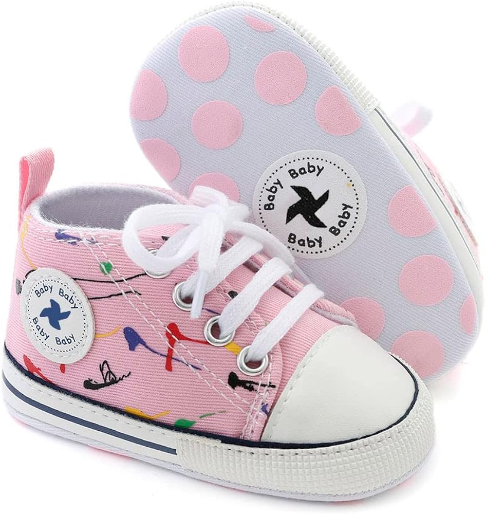 Baby Boys Girls Star High Top Sneaker Soft Anti-Slip Sole Newborn Infant First Walkers Canvas Denim Shoes Xpress