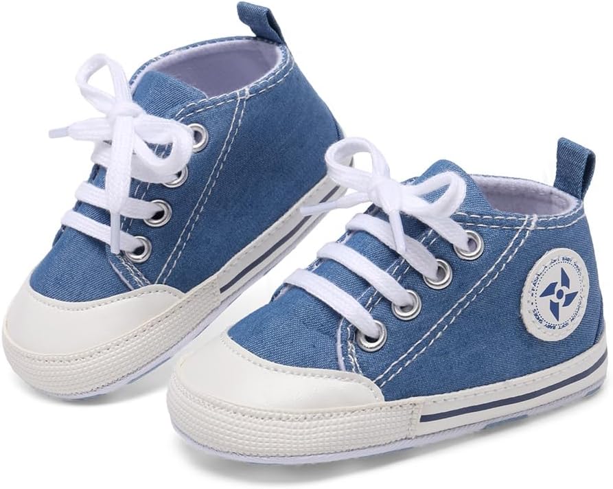 Baby Boys Girls Star High Top Sneaker Soft Anti-Slip Sole Newborn Infant First Walkers Canvas Denim Shoes Xpress