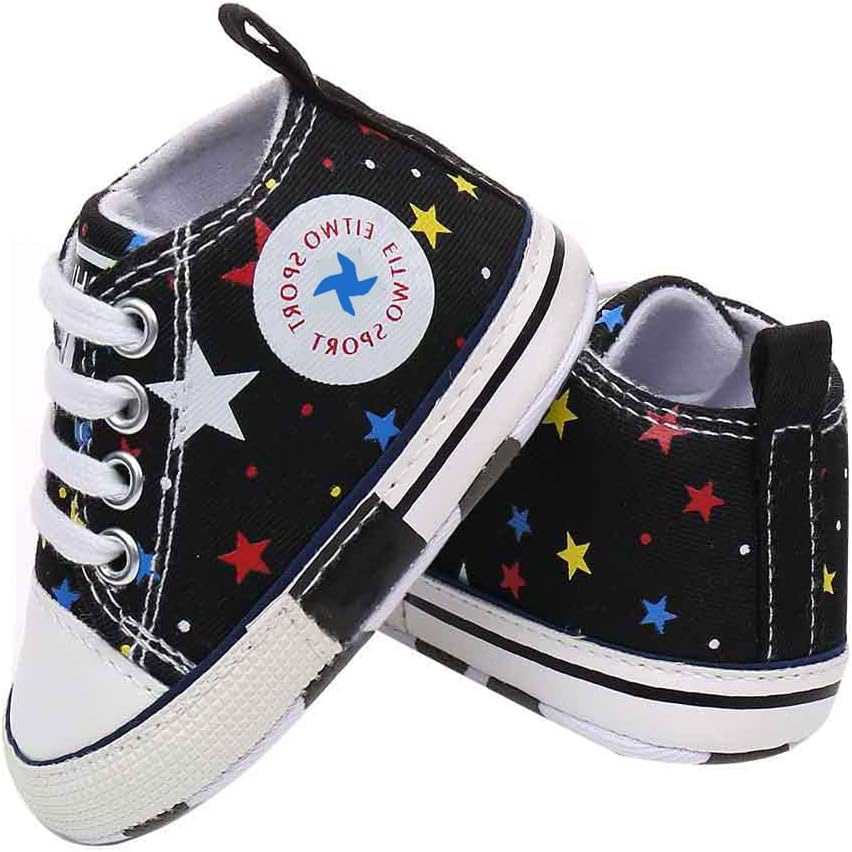 Baby Boys Girls Star High Top Sneaker Soft Anti-Slip Sole Newborn Infant First Walkers Canvas Denim Shoes Xpress