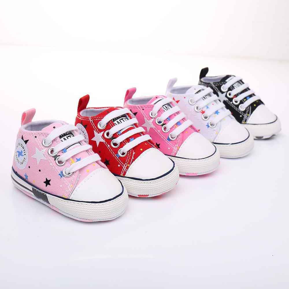 Baby Boys Girls Star High Top Sneaker Soft Anti-Slip Sole Newborn Infant First Walkers Canvas Denim Shoes Xpress