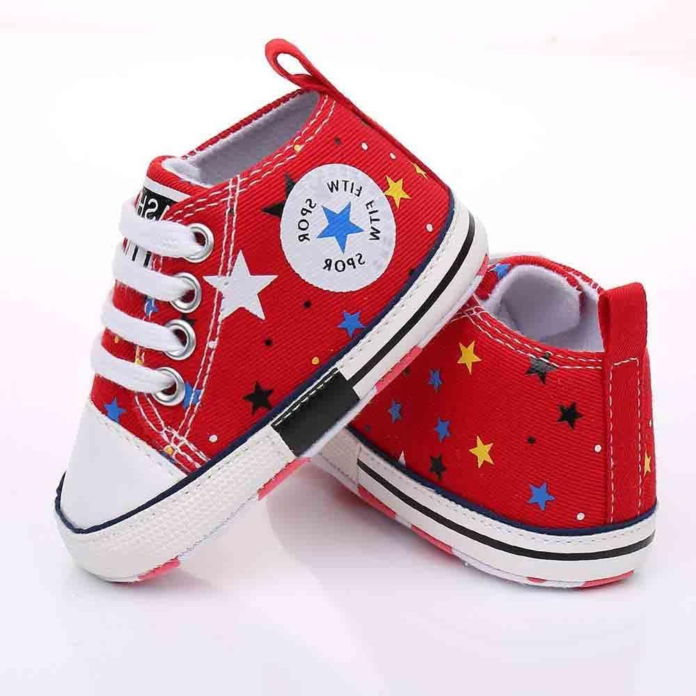 Baby Boys Girls Star High Top Sneaker Soft Anti-Slip Sole Newborn Infant First Walkers Canvas Denim Shoes Xpress