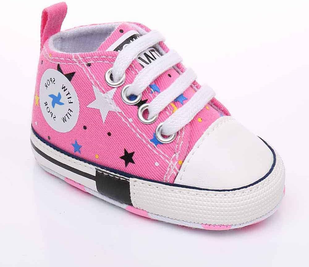 Baby Boys Girls Star High Top Sneaker Soft Anti-Slip Sole Newborn Infant First Walkers Canvas Denim Shoes Xpress