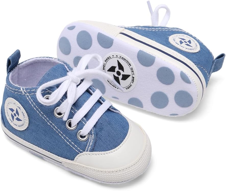 Baby Boys Girls Star High Top Sneaker Soft Anti-Slip Sole Newborn Infant First Walkers Canvas Denim Shoes Xpress