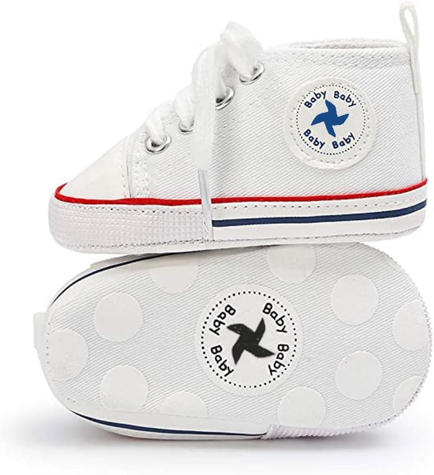 Baby Boys Girls Star High Top Sneaker Soft Anti-Slip Sole Newborn Infant First Walkers Canvas Denim Shoes Xpress