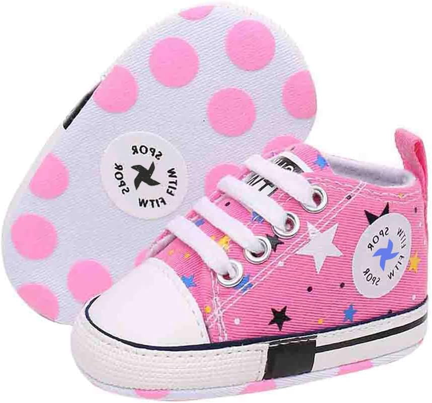 Baby Boys Girls Star High Top Sneaker Soft Anti-Slip Sole Newborn Infant First Walkers Canvas Denim Shoes Xpress