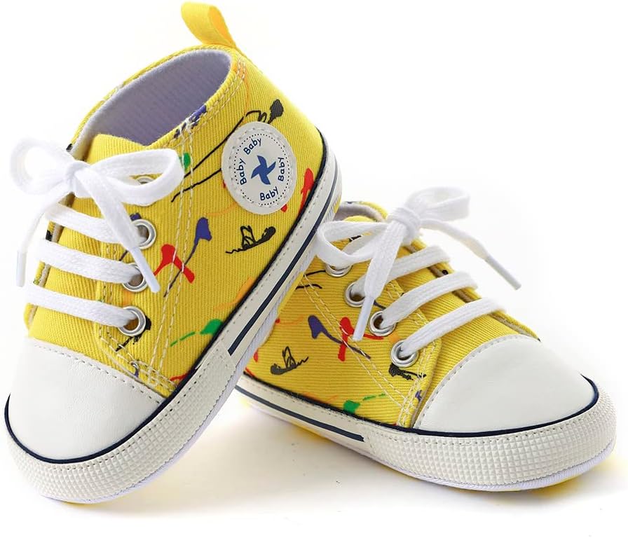 Baby Boys Girls Star High Top Sneaker Soft Anti-Slip Sole Newborn Infant First Walkers Canvas Denim Shoes Xpress