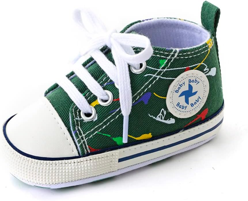 Baby Boys Girls Star High Top Sneaker Soft Anti-Slip Sole Newborn Infant First Walkers Canvas Denim Shoes Xpress