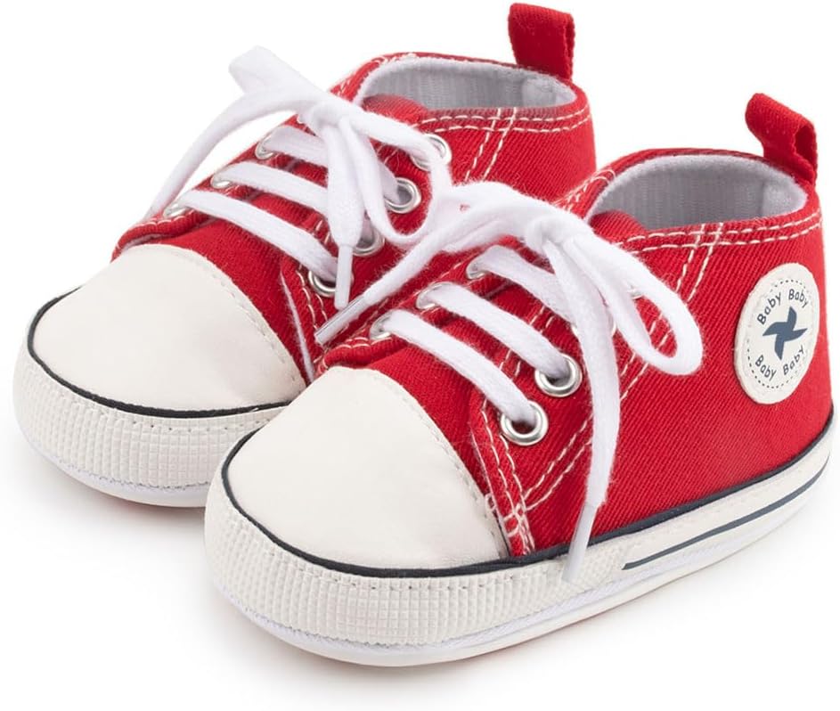 Baby Boys Girls Star High Top Sneaker Soft Anti-Slip Sole Newborn Infant First Walkers Canvas Denim Shoes Xpress