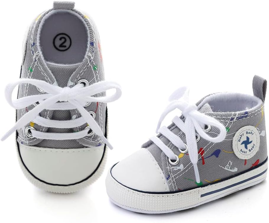 Baby Boys Girls Star High Top Sneaker Soft Anti-Slip Sole Newborn Infant First Walkers Canvas Denim Shoes Xpress