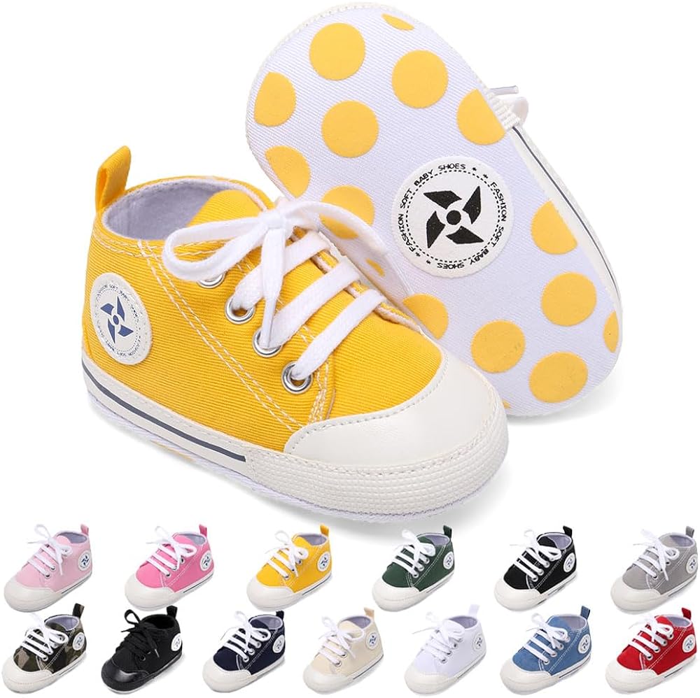 Baby Boys Girls Star High Top Sneaker Soft Anti-Slip Sole Newborn Infant First Walkers Canvas Denim Shoes Xpress