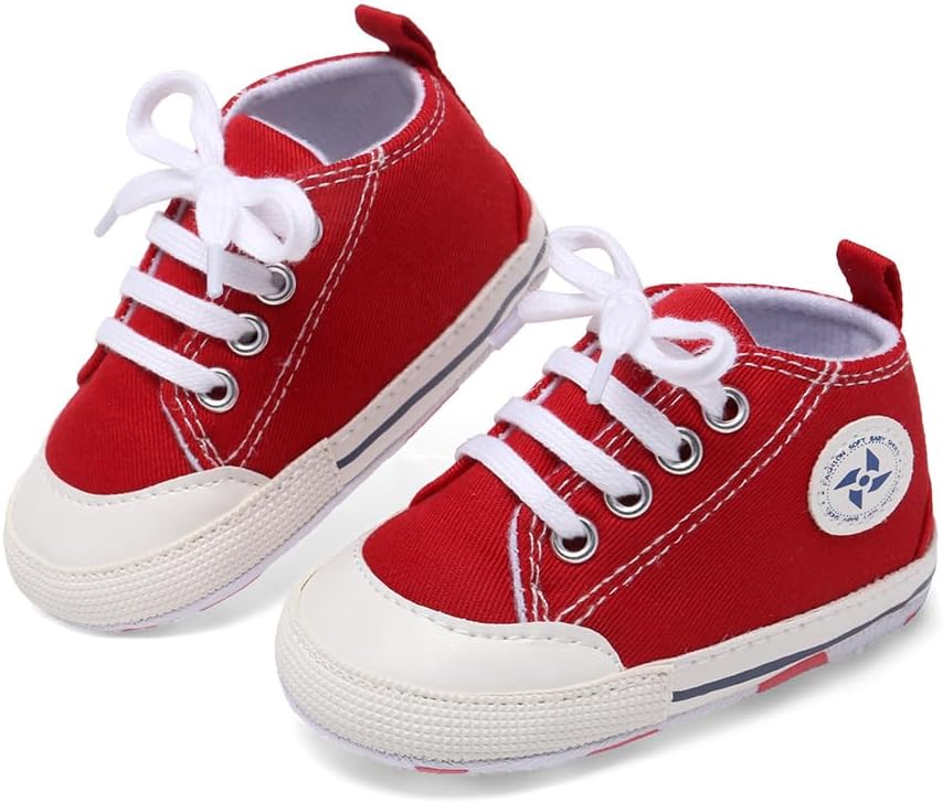 Baby Boys Girls Star High Top Sneaker Soft Anti-Slip Sole Newborn Infant First Walkers Canvas Denim Shoes Xpress