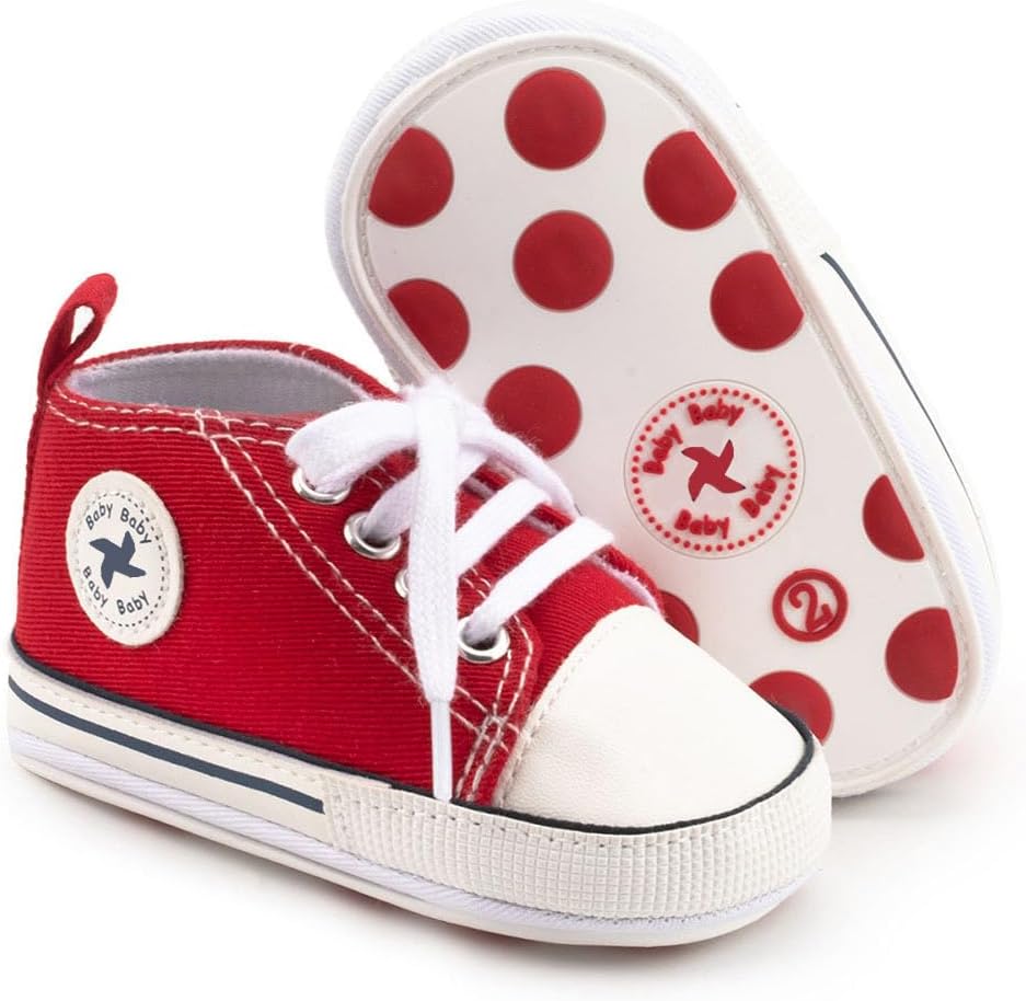 Baby Boys Girls Star High Top Sneaker Soft Anti-Slip Sole Newborn Infant First Walkers Canvas Denim Shoes Xpress