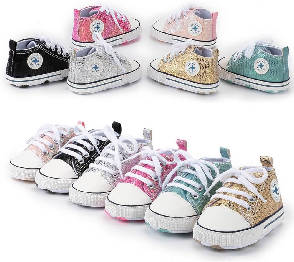 Baby Boys Girls Star High Top Sneaker Soft Anti-Slip Sole Newborn Infant First Walkers Canvas Denim Shoes Xpress