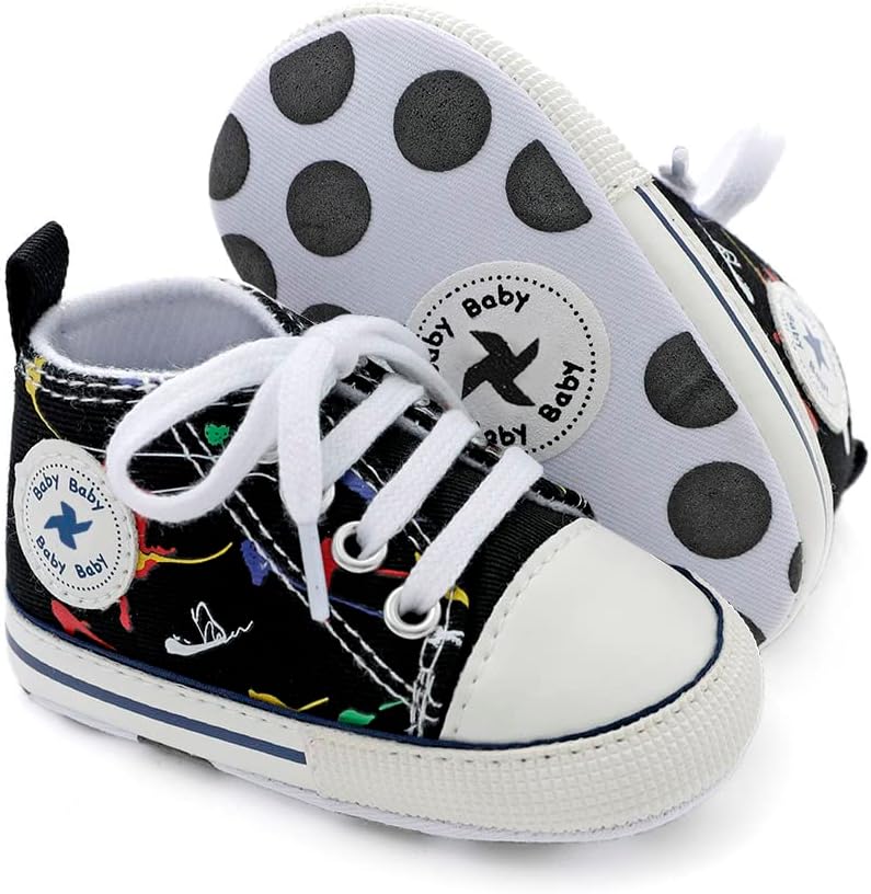 Baby Boys Girls Star High Top Sneaker Soft Anti-Slip Sole Newborn Infant First Walkers Canvas Denim Shoes Xpress