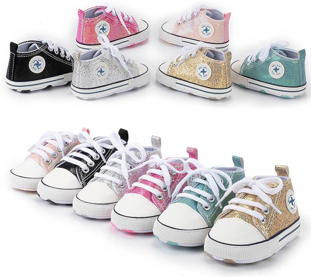 Baby Boys Girls Star High Top Sneaker Soft Anti-Slip Sole Newborn Infant First Walkers Canvas Denim Shoes Xpress