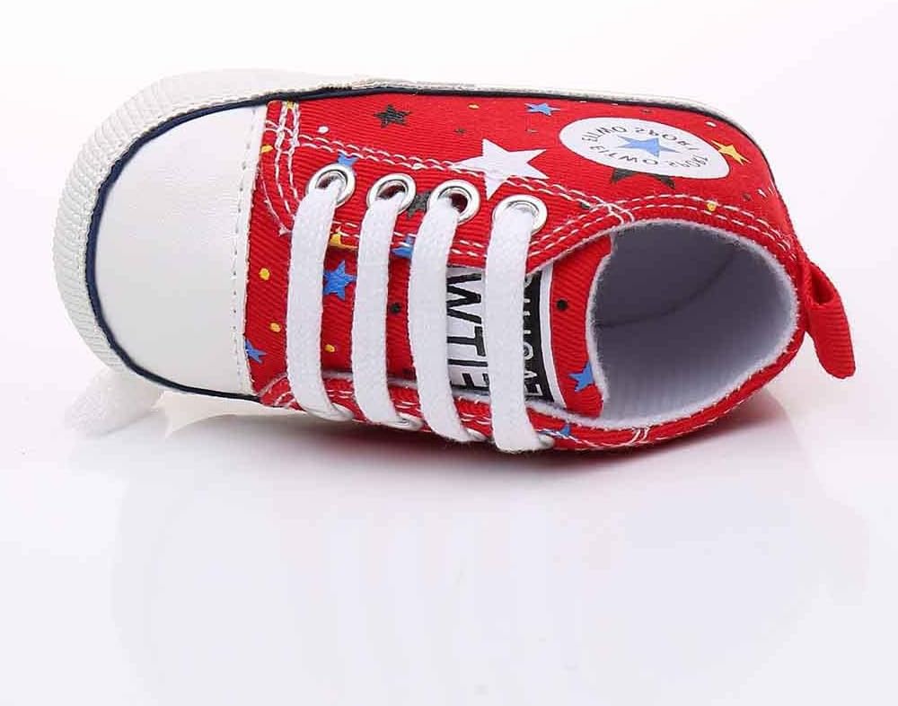 Baby Boys Girls Star High Top Sneaker Soft Anti-Slip Sole Newborn Infant First Walkers Canvas Denim Shoes Xpress