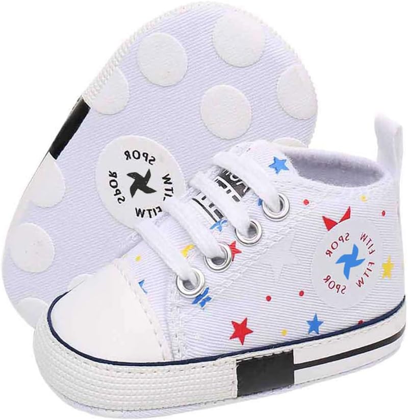 Baby Boys Girls Star High Top Sneaker Soft Anti-Slip Sole Newborn Infant First Walkers Canvas Denim Shoes Xpress