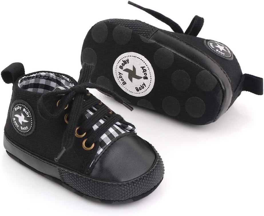 Baby Boys Girls Star High Top Sneaker Soft Anti-Slip Sole Newborn Infant First Walkers Canvas Denim Shoes Xpress